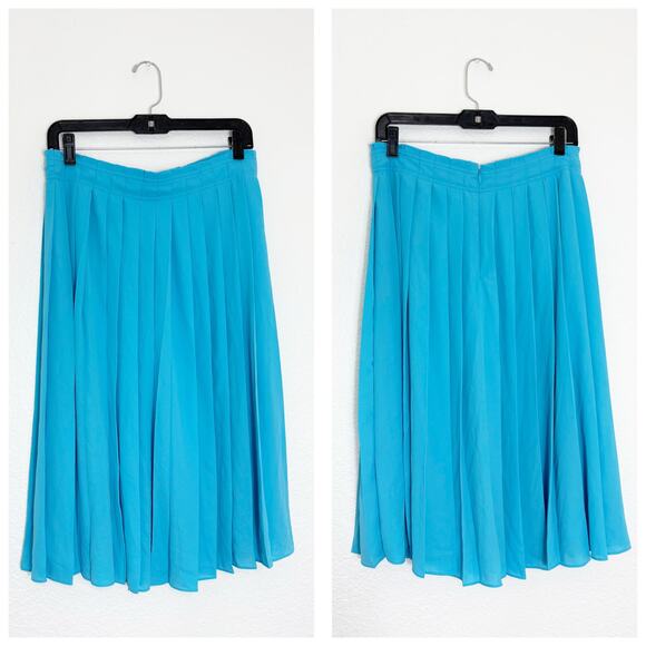 NWT J.Crew Pleated Midi Skirt Size 10 Baby Blue High Rise Quiet Luxury Chic - Picture 1 of 11